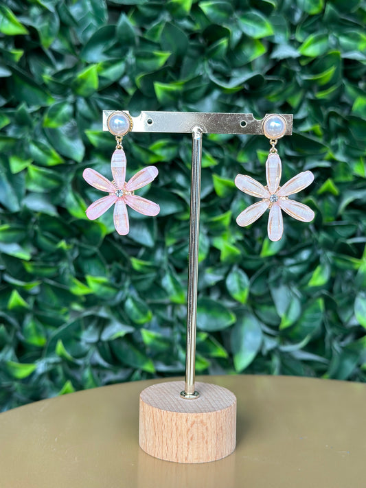 Brincos de flor rosa