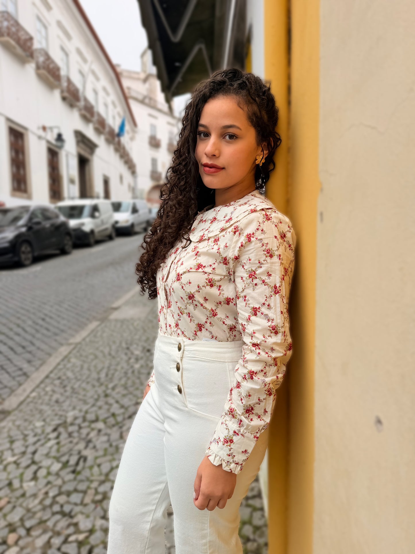 Camisa Flores Gola Bebê