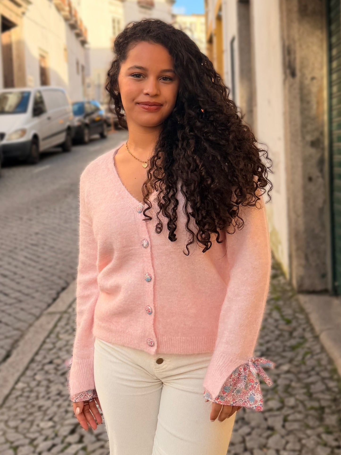 Casaco de Malha detalhe Flores