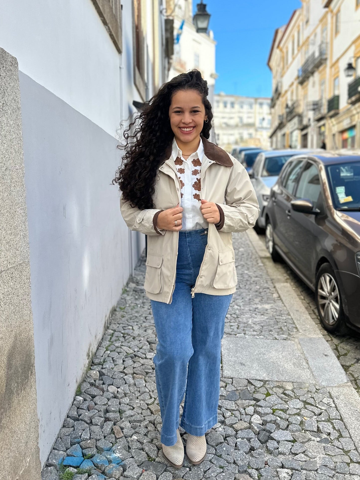 Casaco Creme e Castanho