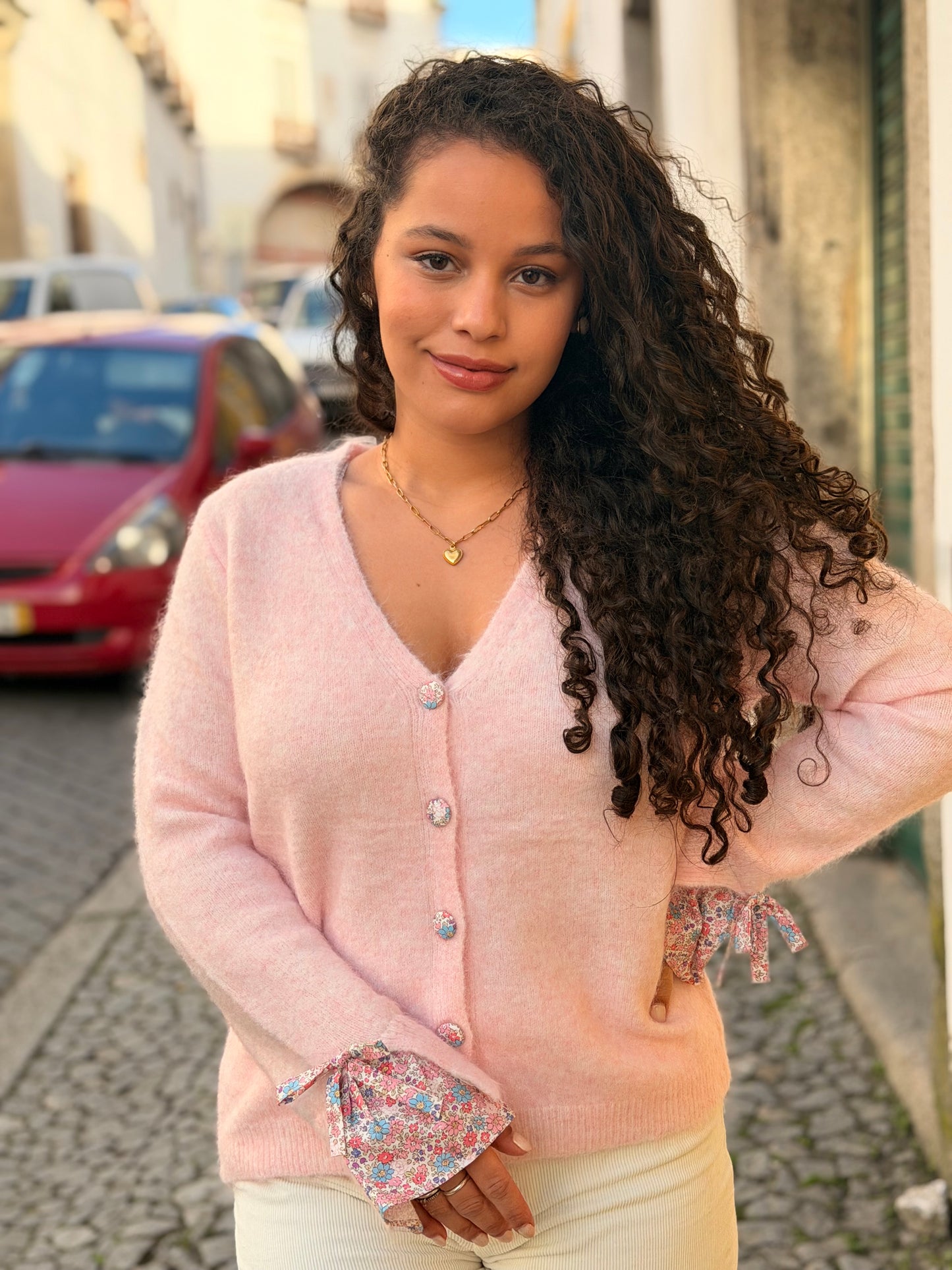 Casaco de Malha detalhe Flores