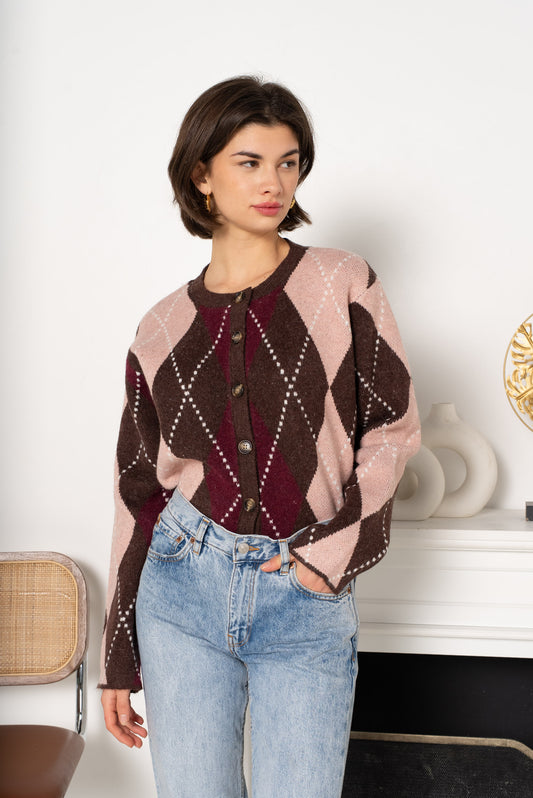 Casaco de Malha Losangos