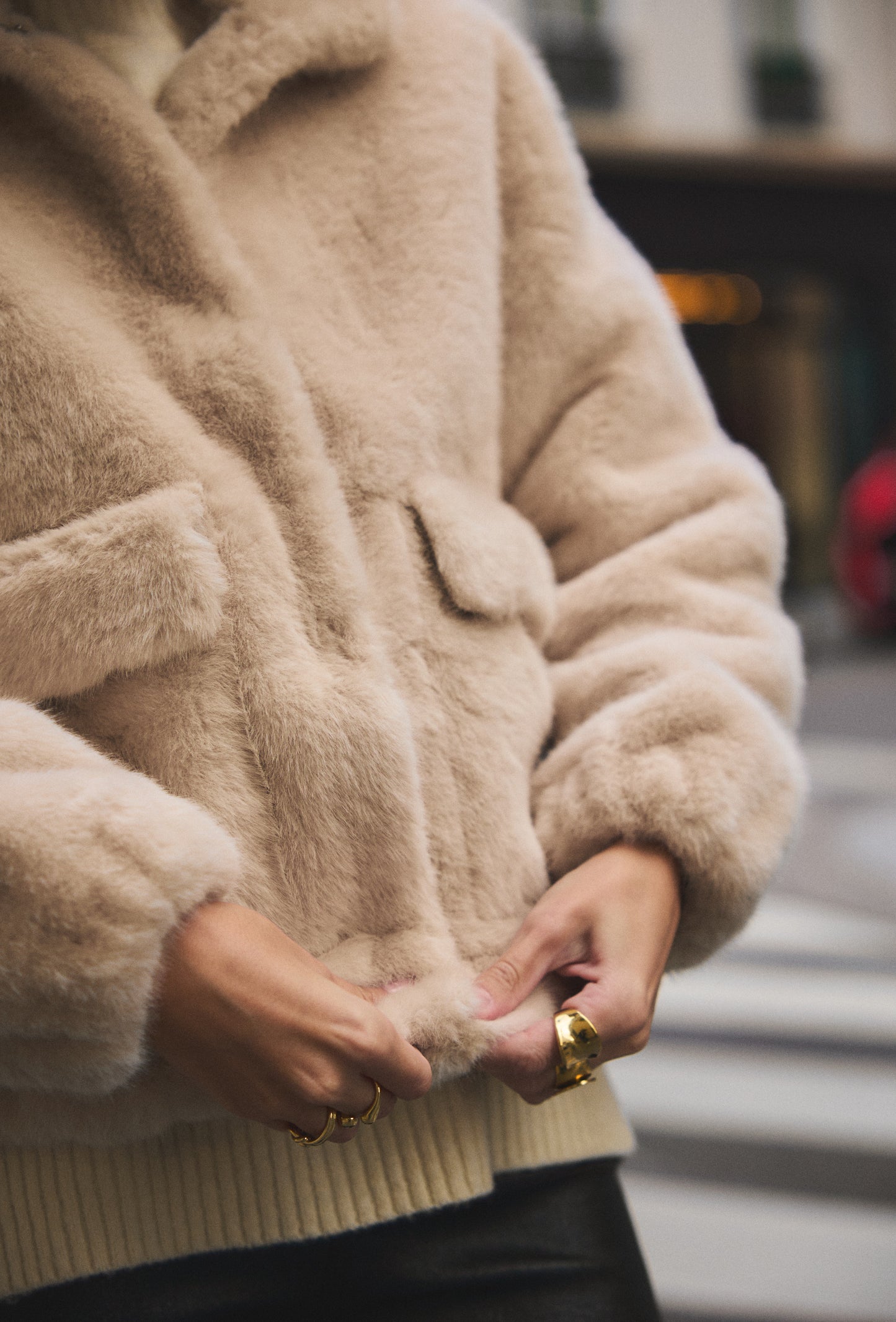 Casaco de pelo creme