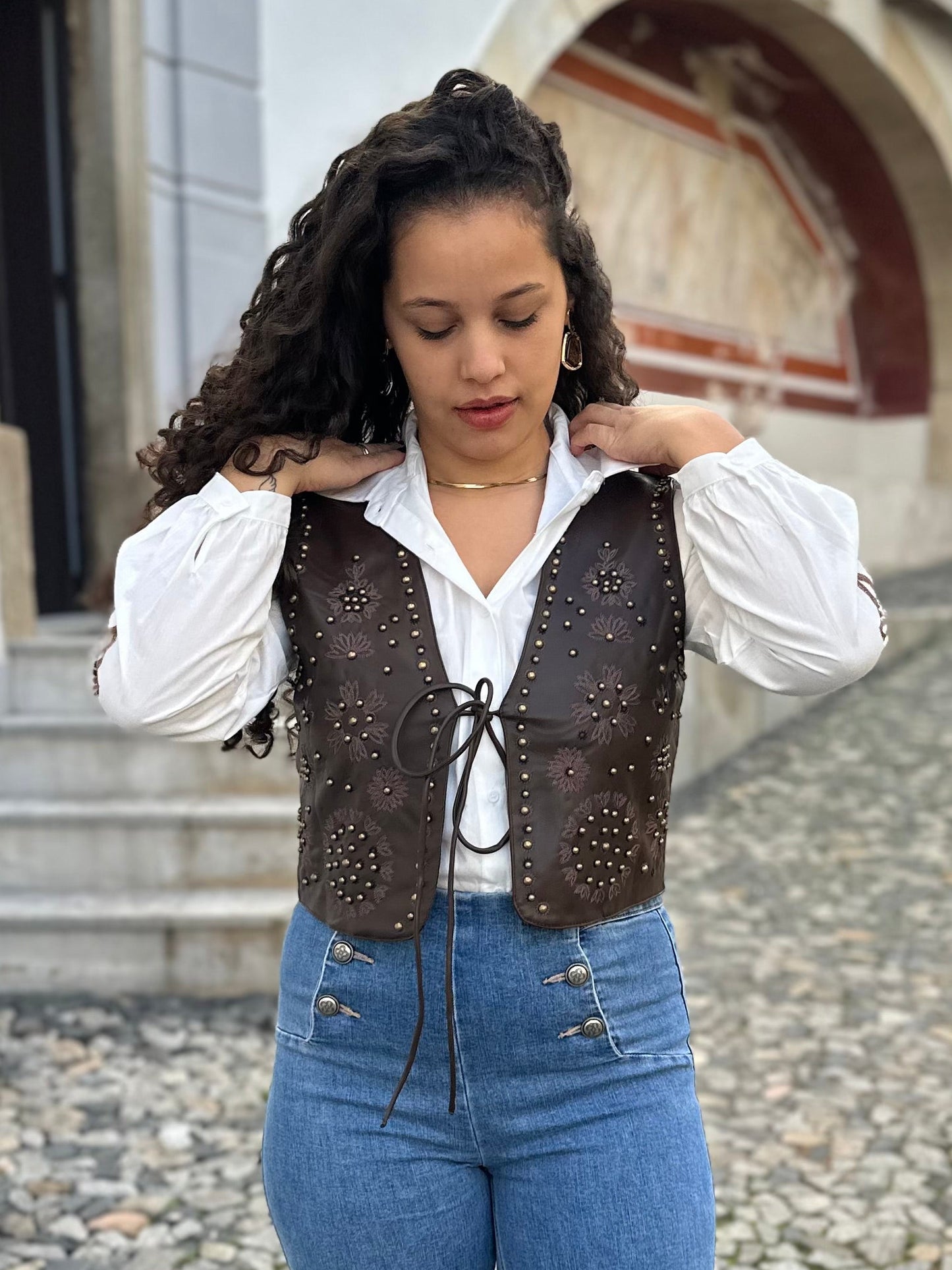 Colete ecopele castanho