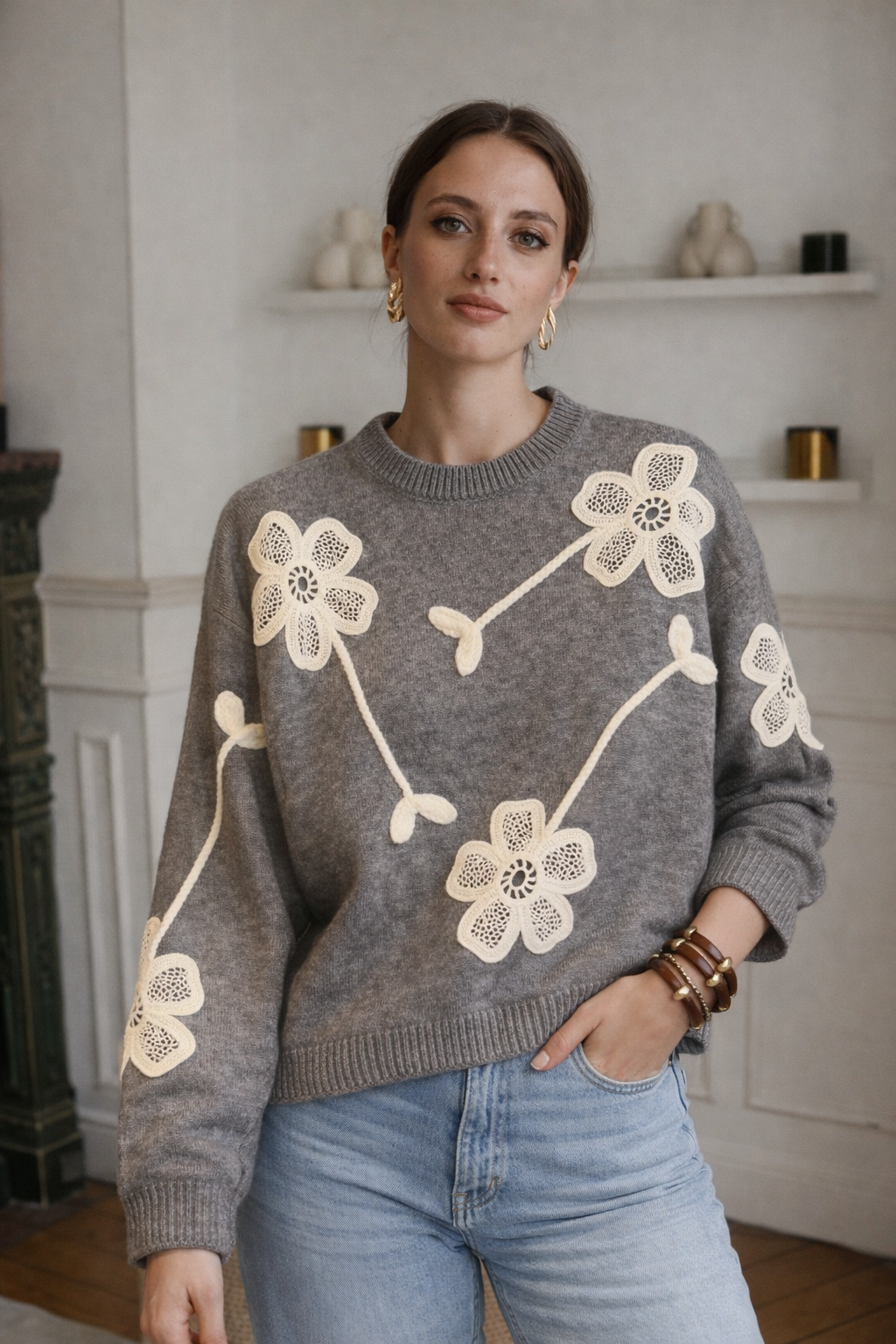 Camisola de Malha Flores