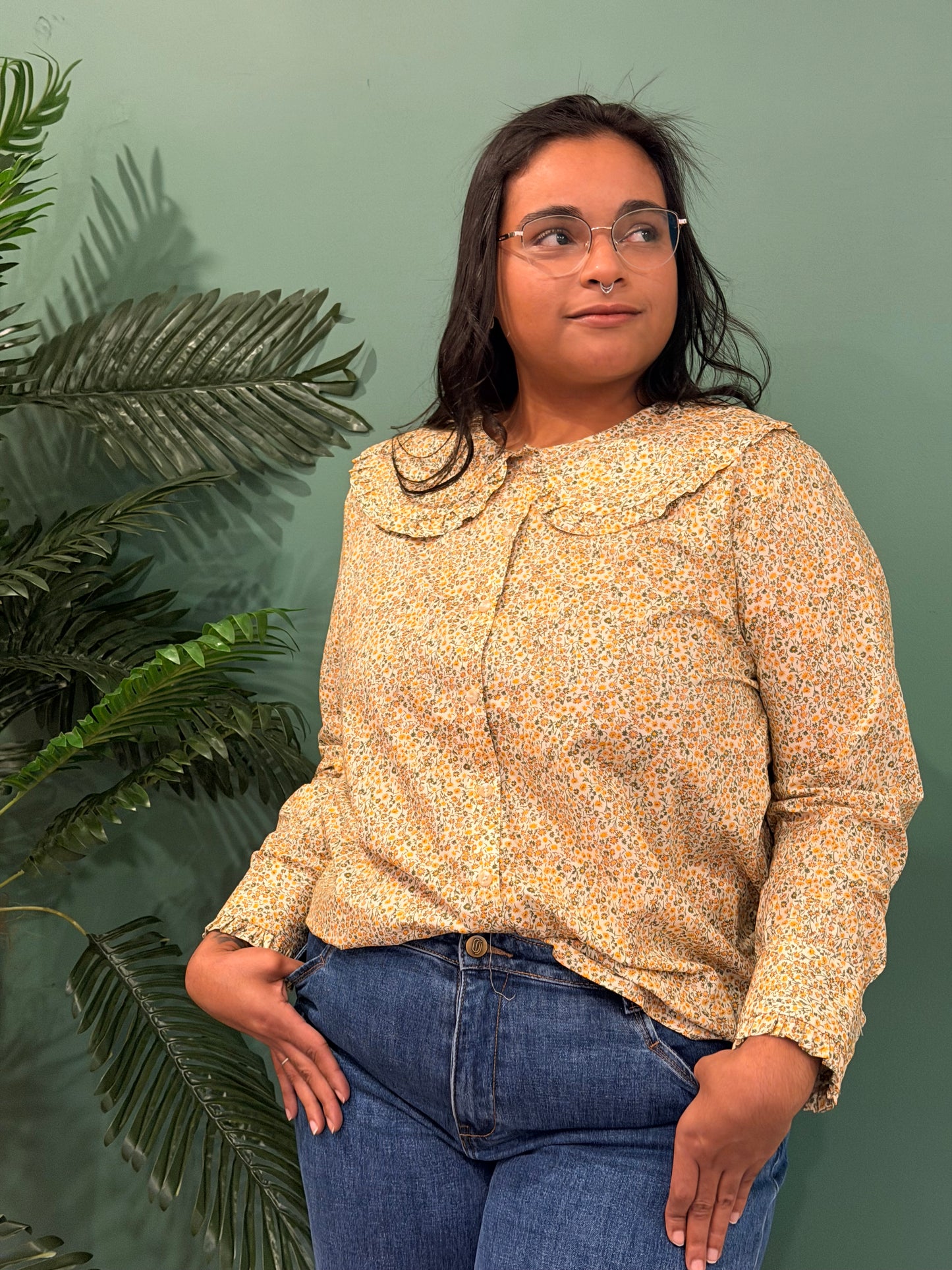 Camisa Gola Bebé Mostarda