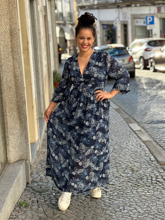 Vestido Estampado Azul