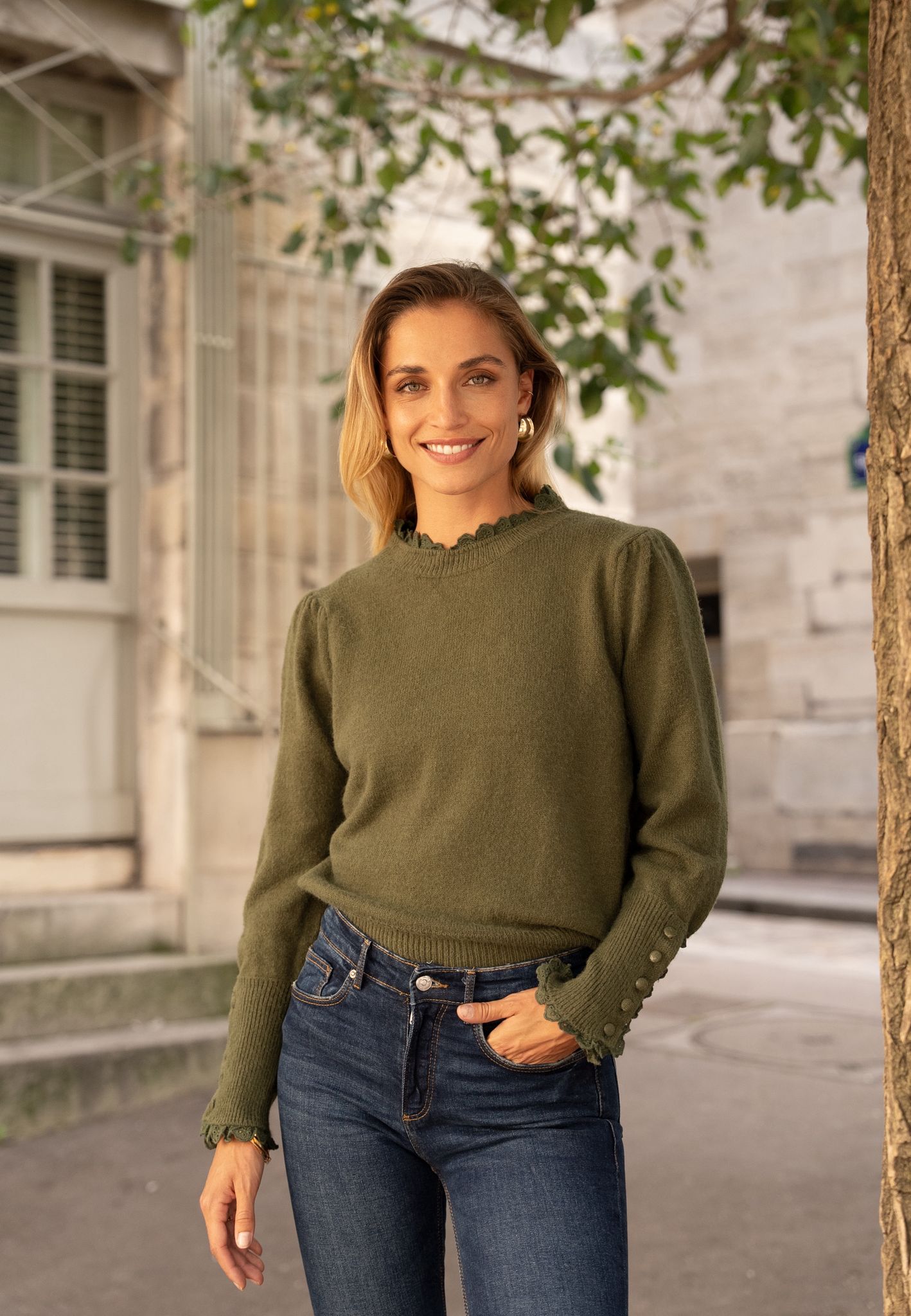 Malha verde com botões